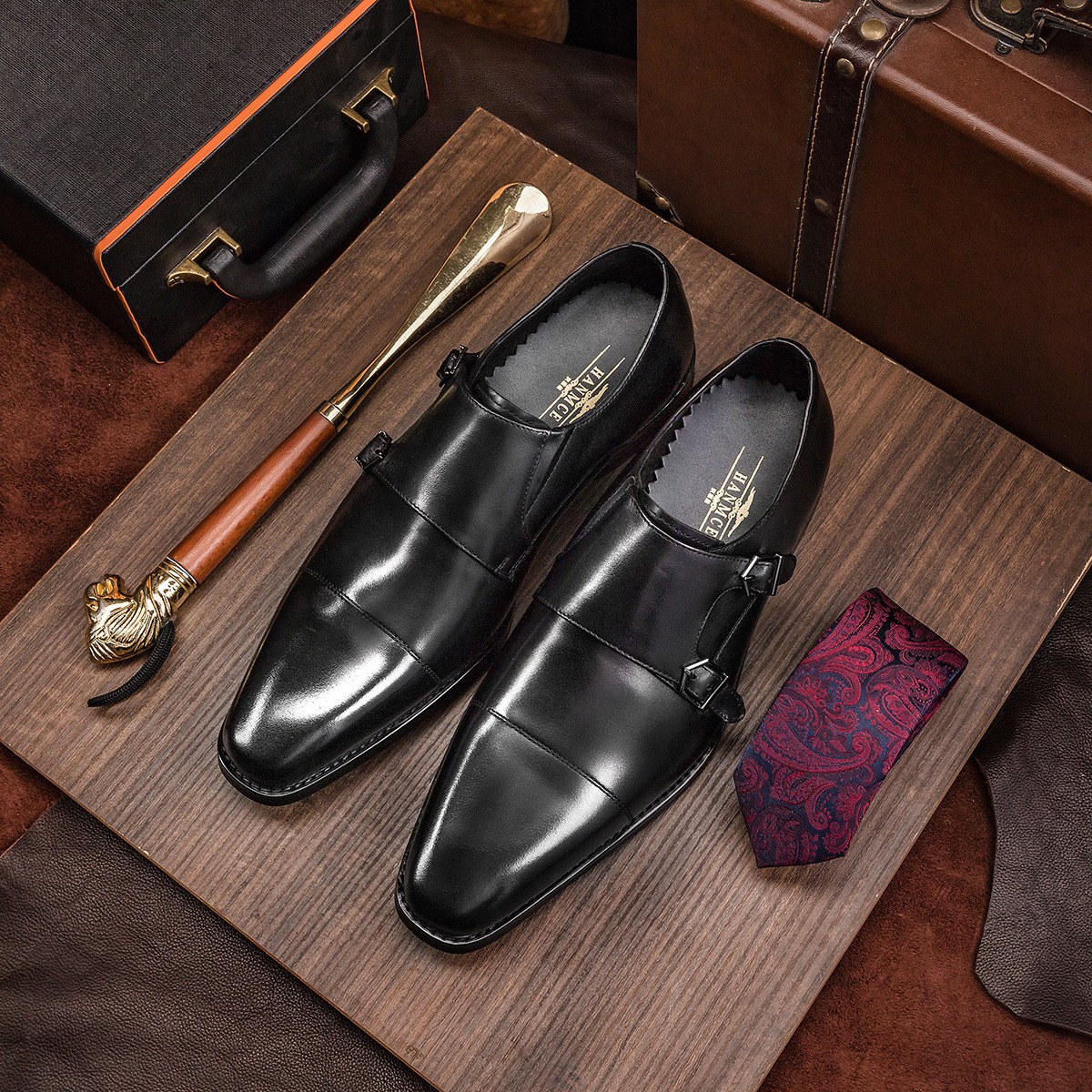 2024 Autumn Korean Cowhide Monk Business Shoes