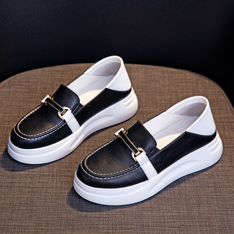 2024 Autumn New Thick-soled White Slip-on Loafers