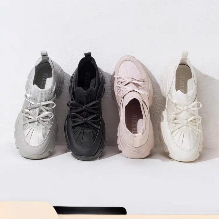 2025 Spring Leather Casual Sneakers Women Platform