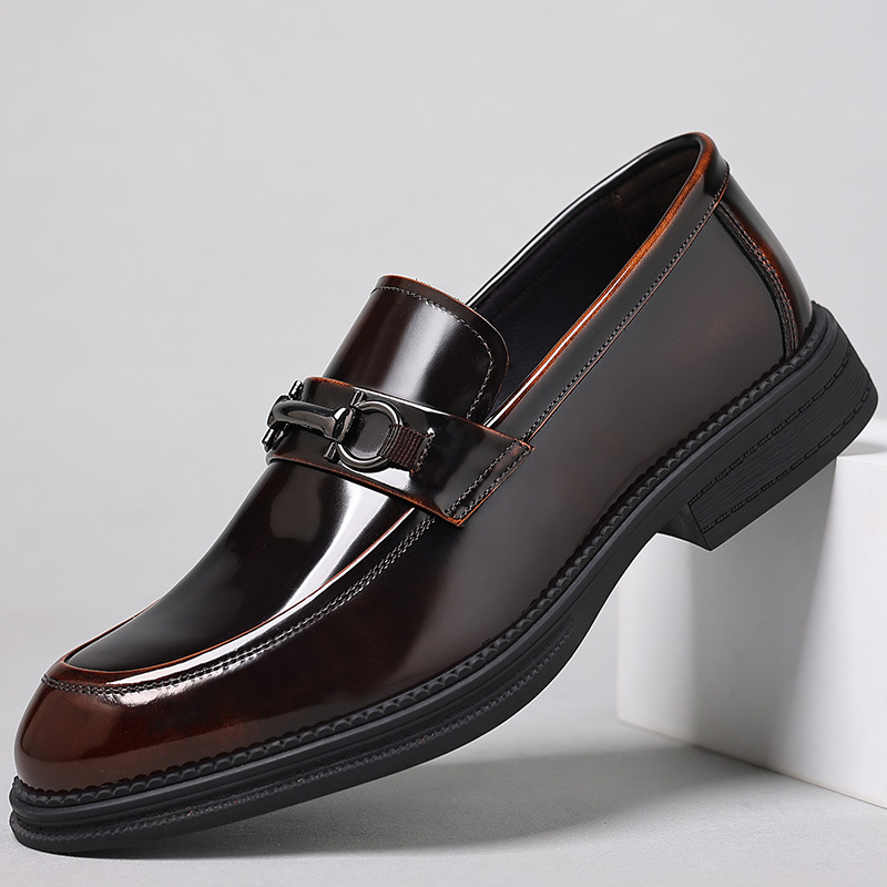 Men's Leather Loafers, Breathable Business Casual Shiny