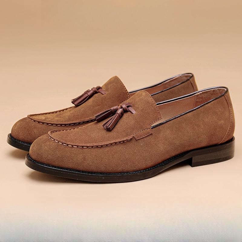 Men's Loafers, Retro British Style, Fringe Detailing, Suede