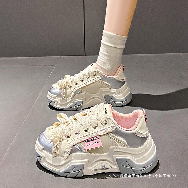2025 Spring Silver Sneakers Women Breathable