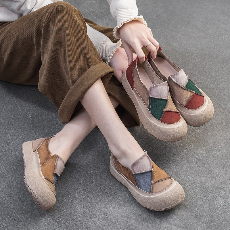 2025 Spring New Patchwork Leather Slip-on Shoes