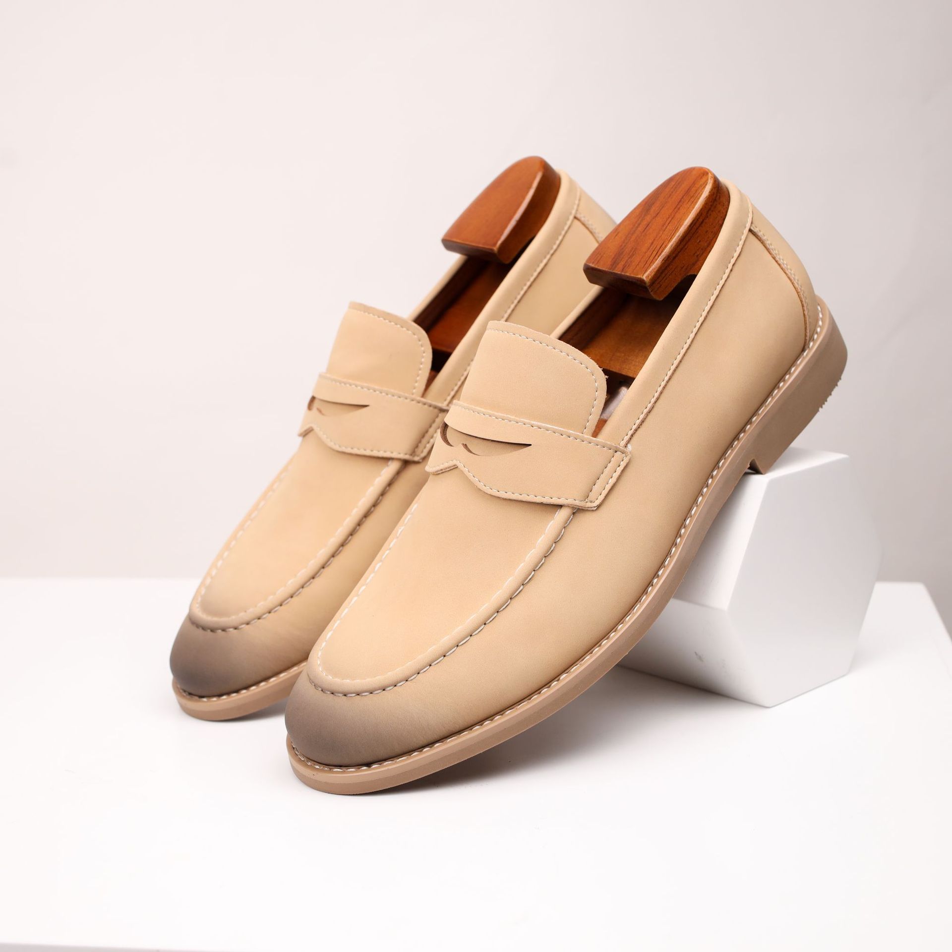 Light Color Men's Loafers, British Style, Big Sizes Available