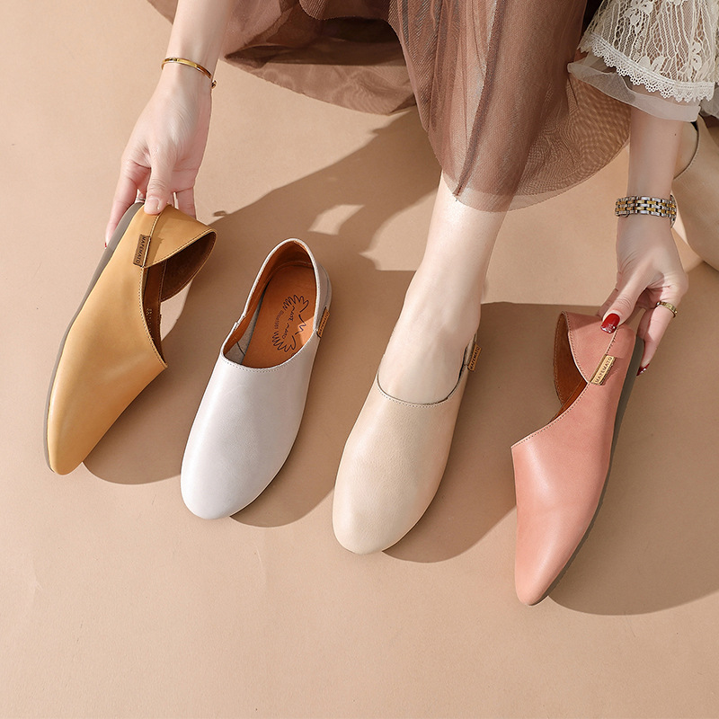 Genuine Leather Low-heel Slip-on Casual Shoes