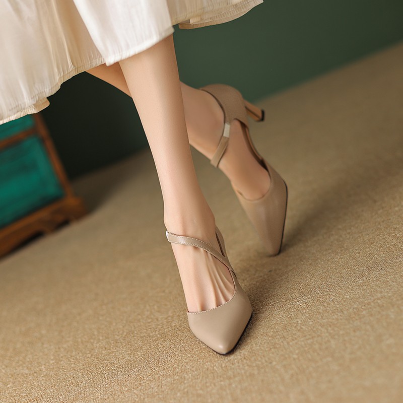 Nude Strappy Leather Summer Heels 2025