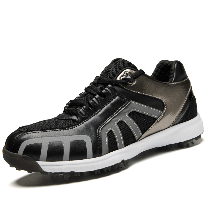 Men's Popular Breathable Golf Shoes with Spikes & Reflective