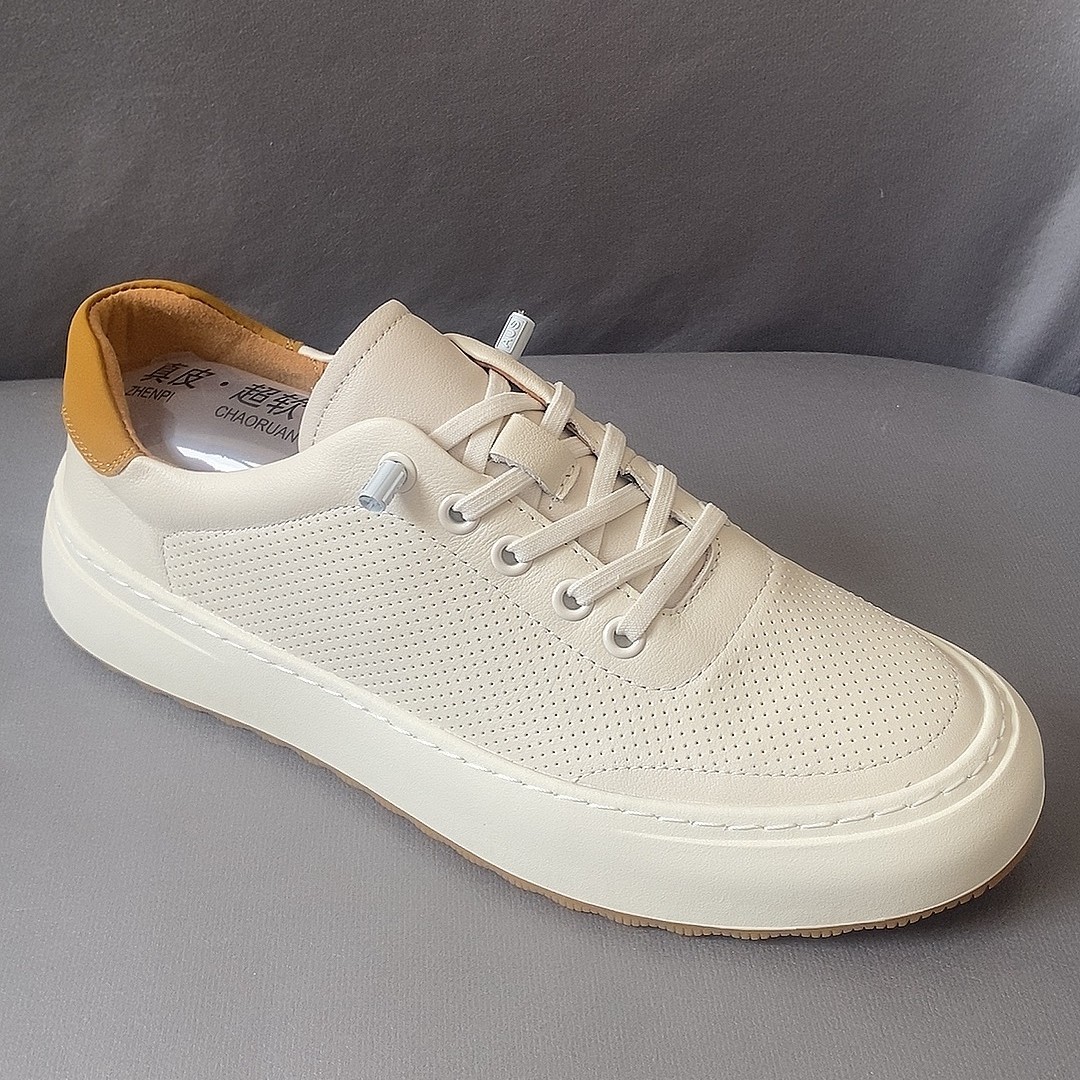 2023 Top - grade Cowhide Men's Breathable White Slip - ons