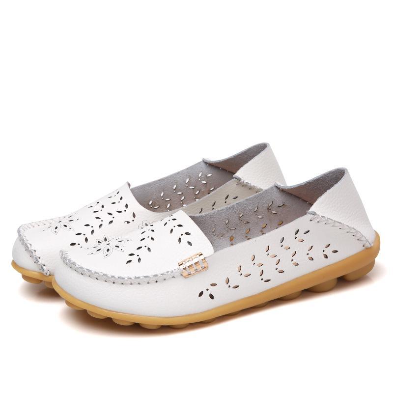 Buckle Hollow Big Size Leather Maternity Flats