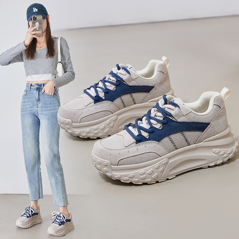 Spring Genuine Leather Thick Sole Lightweight Shoes