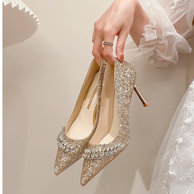 Convertible Crystal Bridal Heels 2025 French