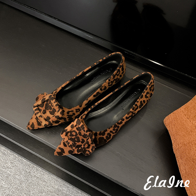 2025 Leopard Print Leather Pointed Flats