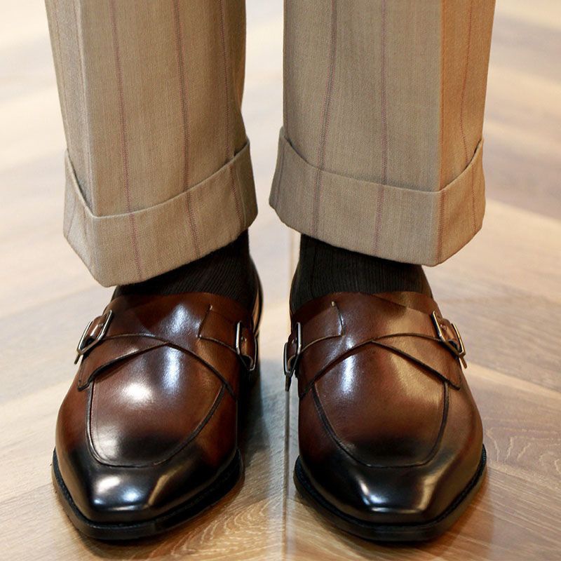High - End Cross - Buckle Square Toe Loafers