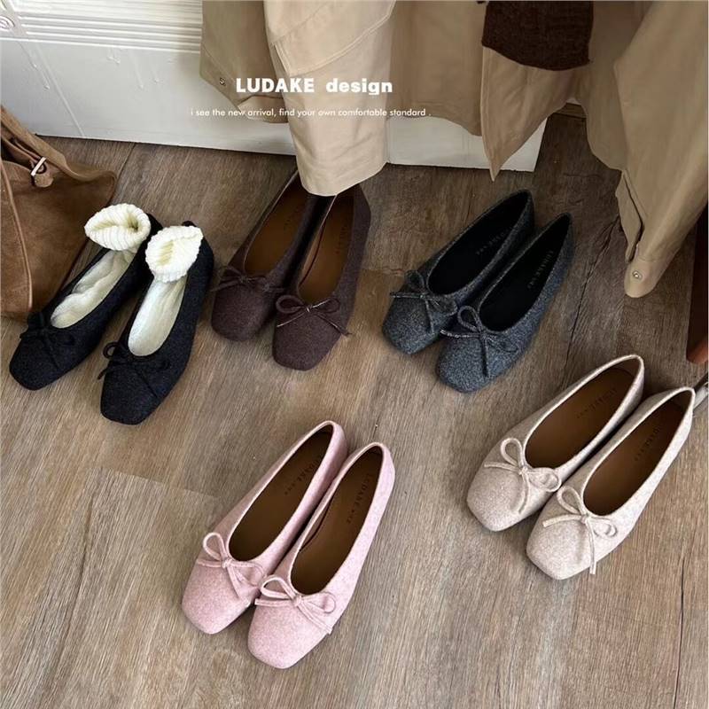 Autumn Korean - style Wool Ballet Shoes