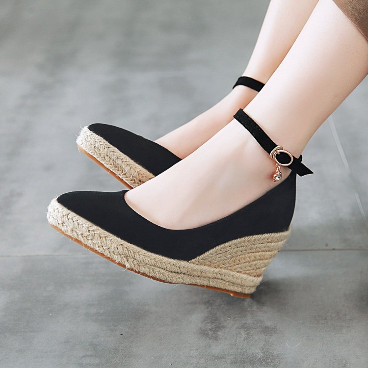 Plus Size Straw Wedge Dress Shoes 33 44
