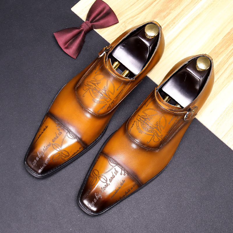 Men's genuine leather casual braided mixed color business leather shoes