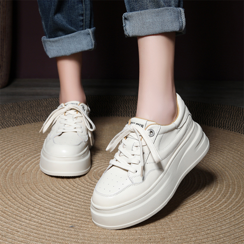 Cuique 2024 Leather Chunky White Platform Shoes