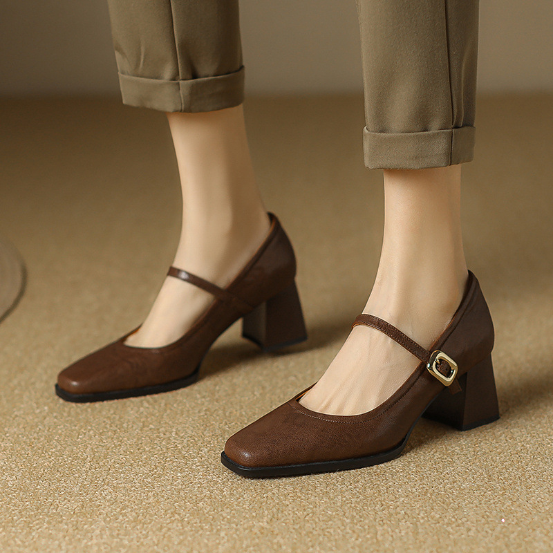 Vintage Mary Jane Chunky Leather Heels 2005