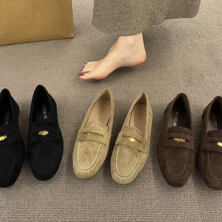 2025 Fleece Round Thick Sole Loafers