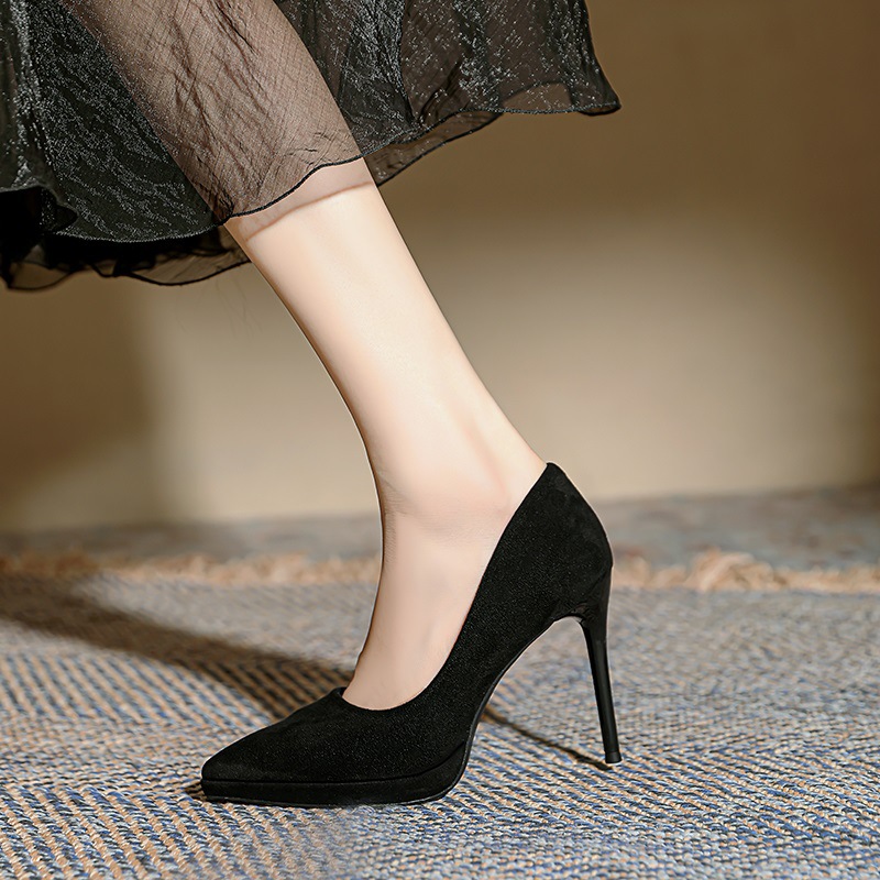 Velvet Platform Work High Heels 2025