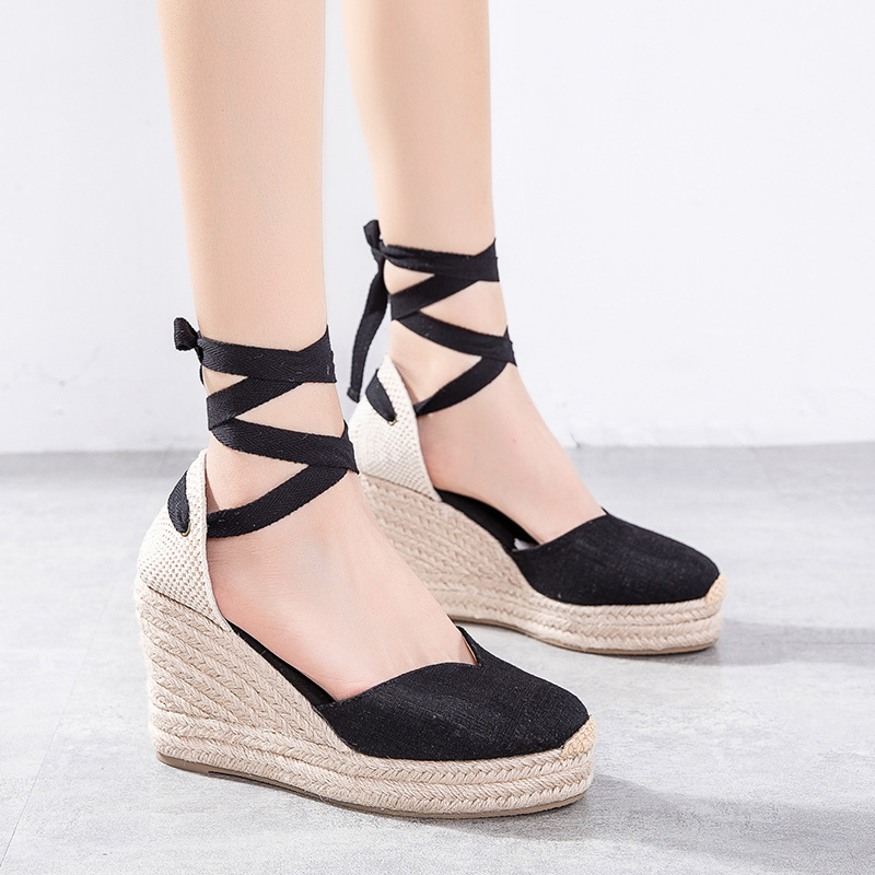 Amazon Spring Summer New Straw Platform Sandals