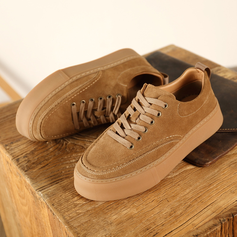 Spring genuine leather breathable Korean men's sneakers
