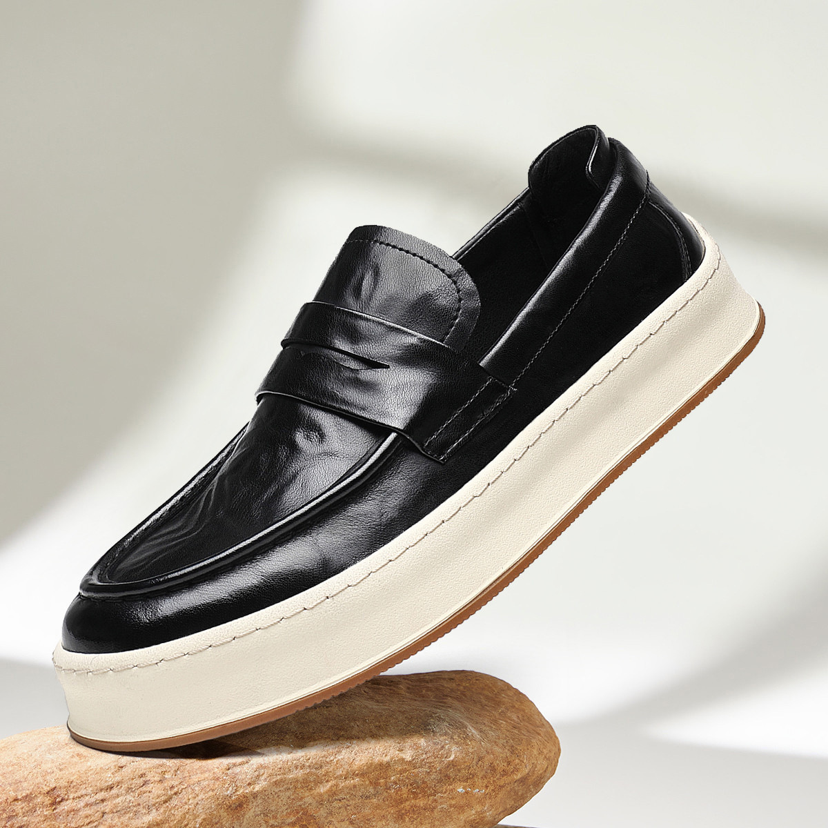 Summer New Genuine Leather Loafers, Thick - soled, Retro & Lightweight