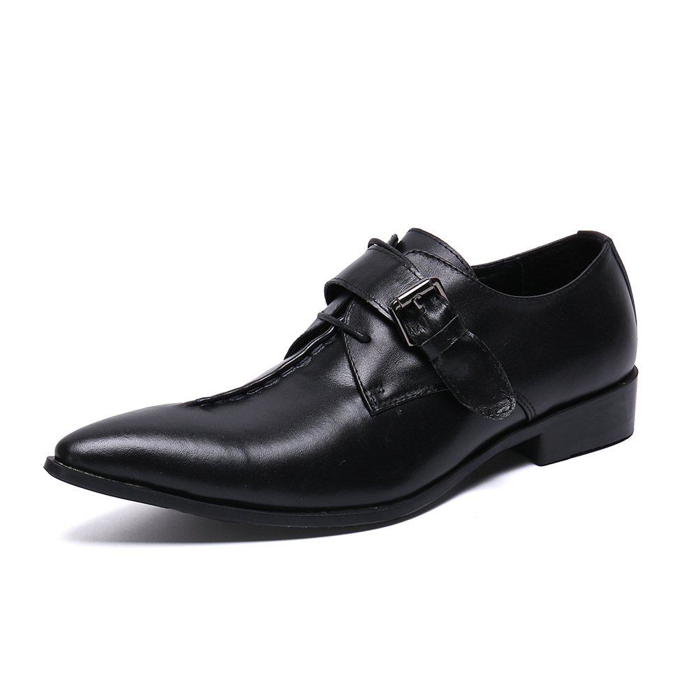 Genuine Leather Square Toe British Monk Slip - On