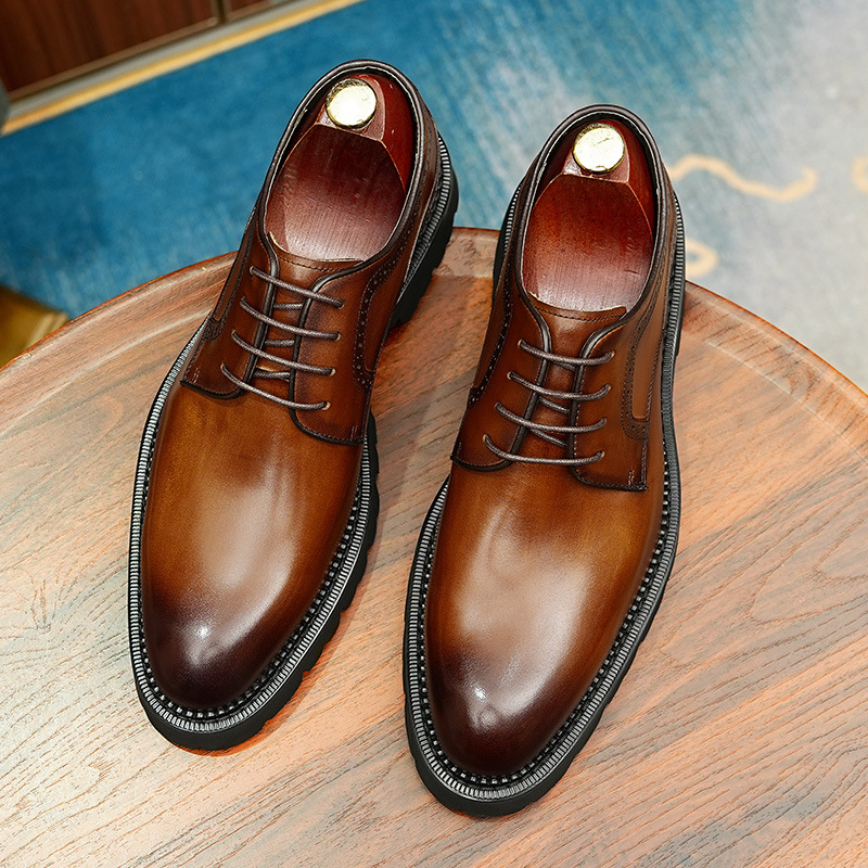 New Autumn Leather Derby, Thick Sole, Comfortable