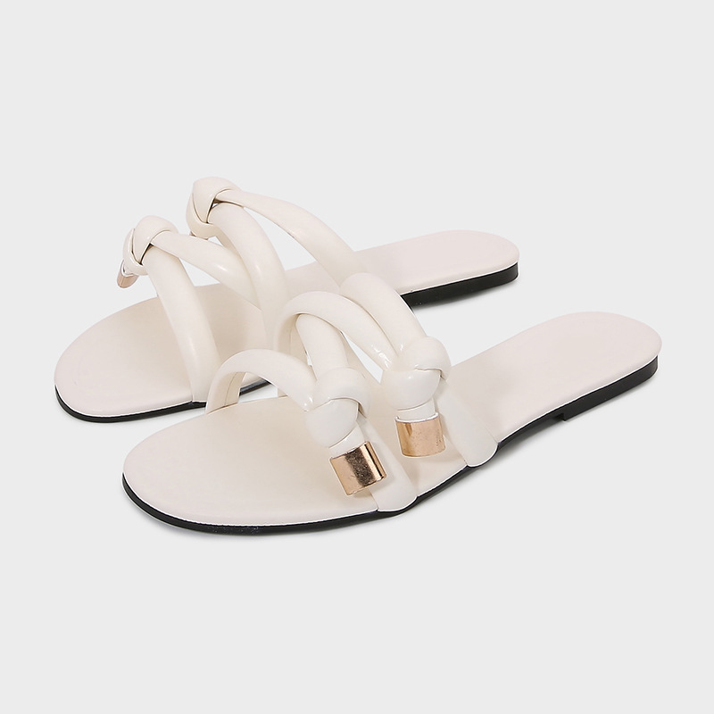 ZA 2025 Quilted Drawstring Beach Slippers for Women