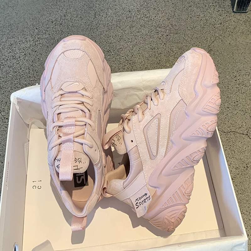 Pink Retro Thick Sole Casual Sneakers Women
