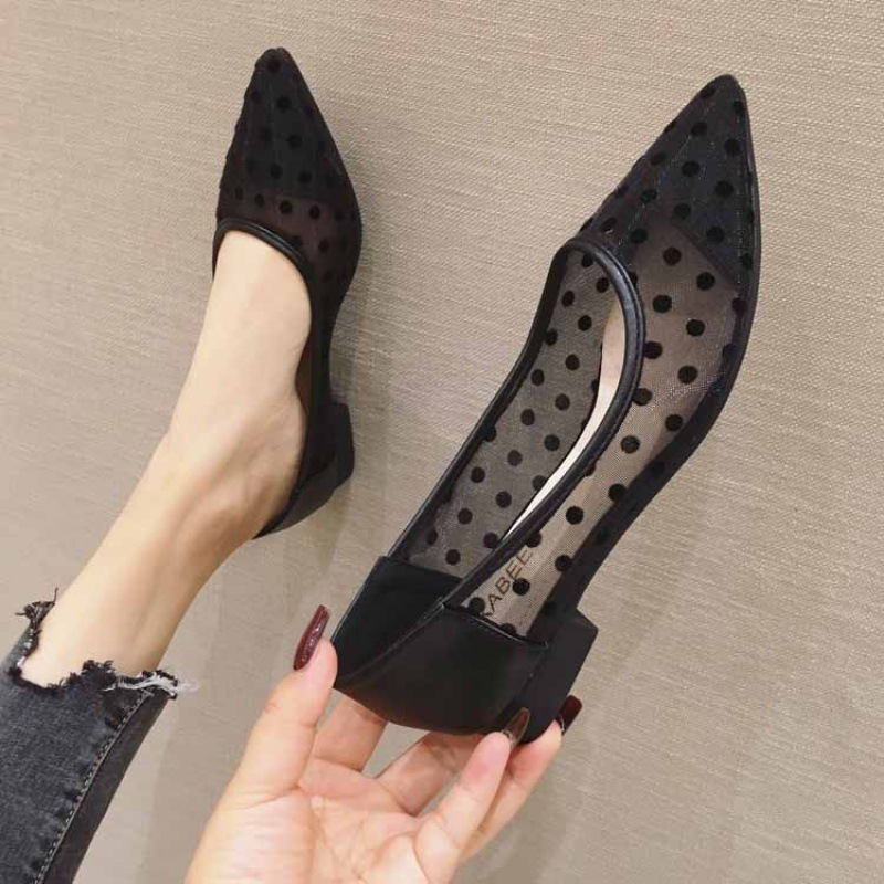 2024 Mesh Toe Korean Low Heel Shoes