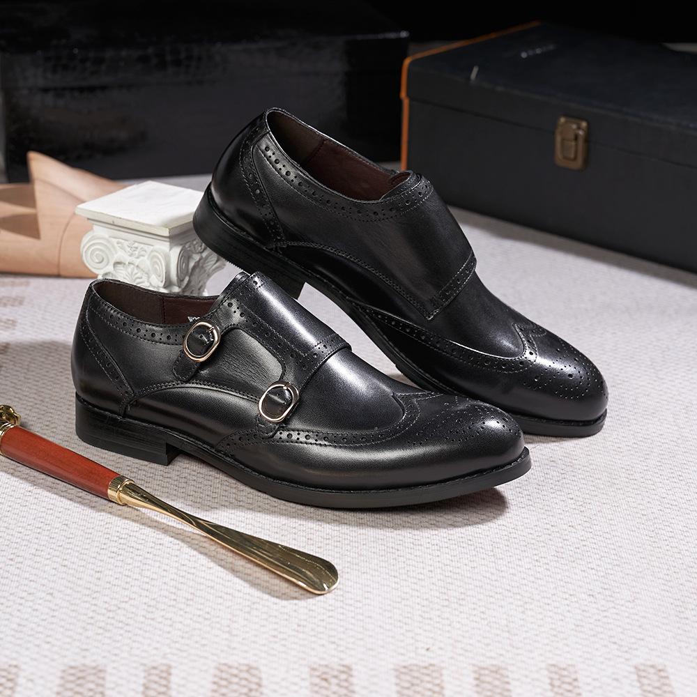 Double Buckle Genuine Leather Monk, Non - slip