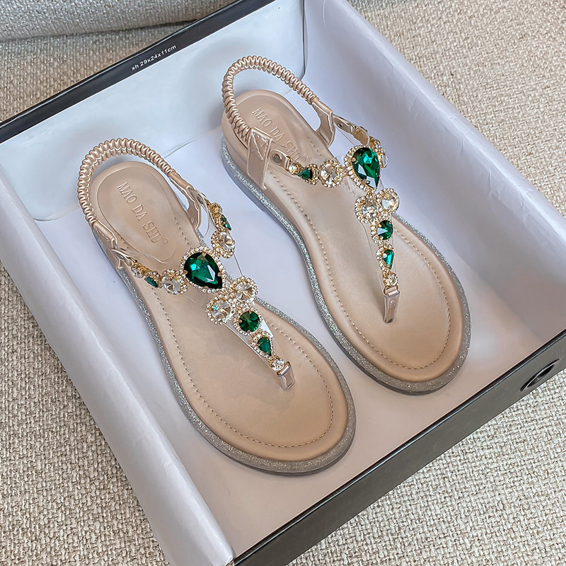 Summer Bohemian Rhinestone Wedge Roman Sandals for Women