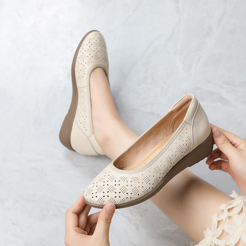 2024 Wedge Hollow Leather Mom Shoes