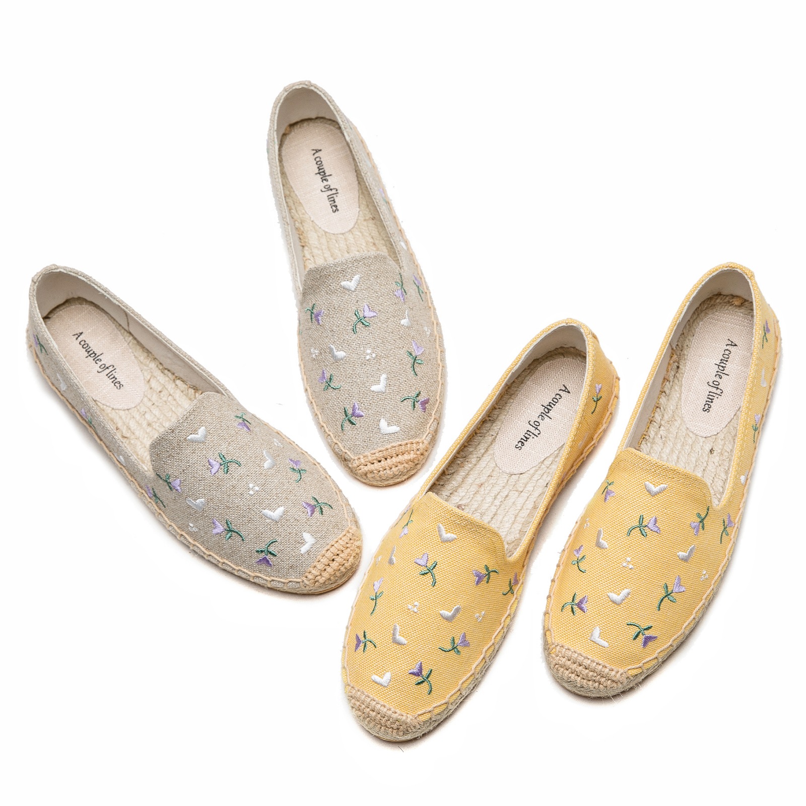 Spring Summer Simple Embroidered Straw Fisherman Shoes