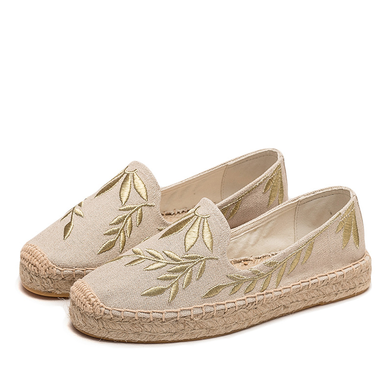 2025 Spring Summer Embroidered Straw Fisherman Shoes