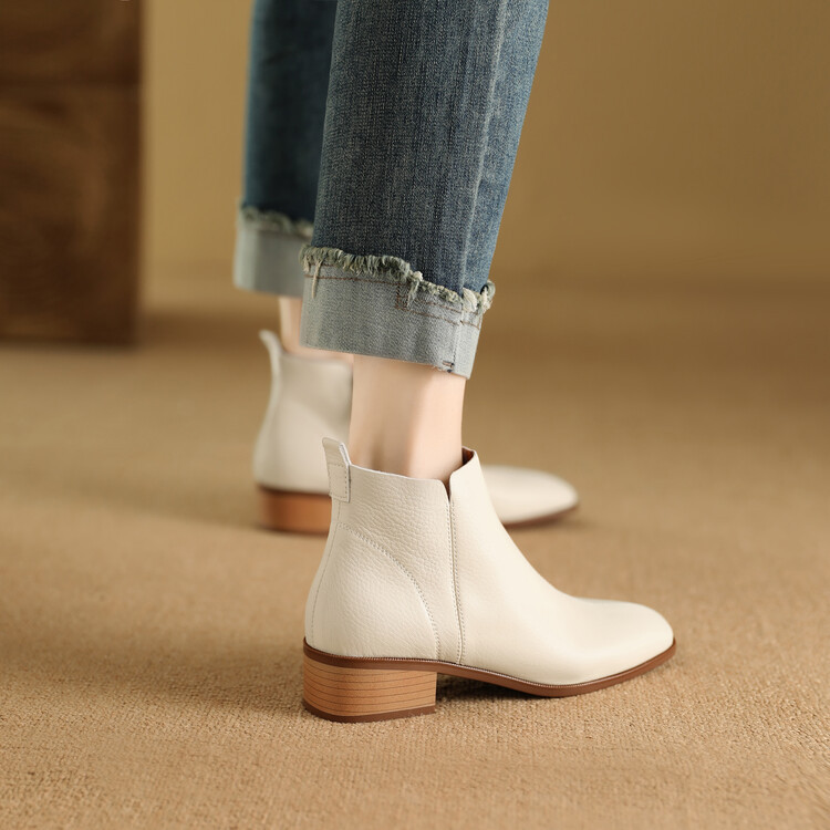 Genuine Sheepskin Pointed - toe Low - heeled Short Boots