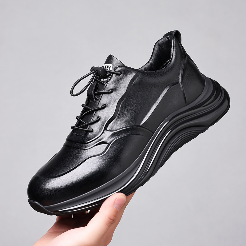 New spring men's sports shoes casual old-school shoes top layer cowhide thick sole men's shoes