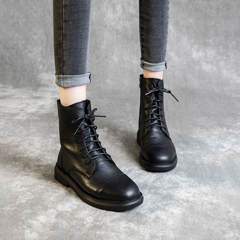 2025 New Handmade Leather Side - zippered Martin Boots