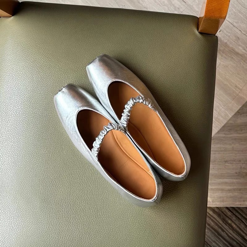 Silver Pig Nose Ballet Mary Janes