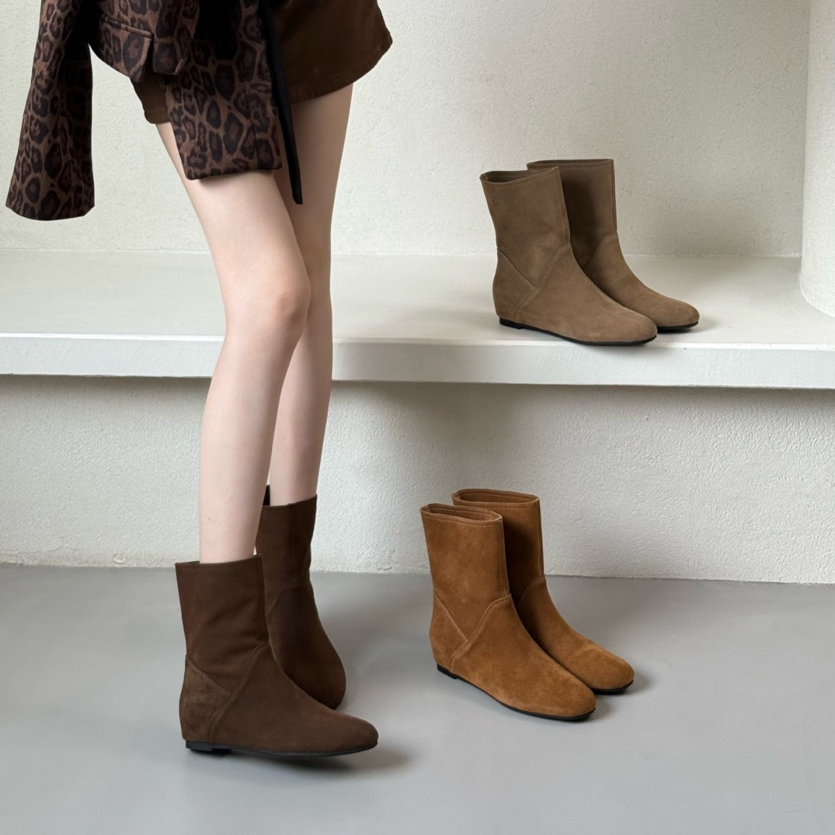 2025 Autumn New In - creased - height Korean Boots