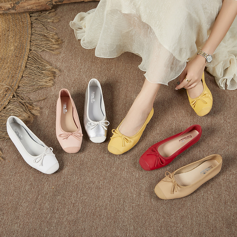 Korean 2024 Cowhide Ballet Shoes