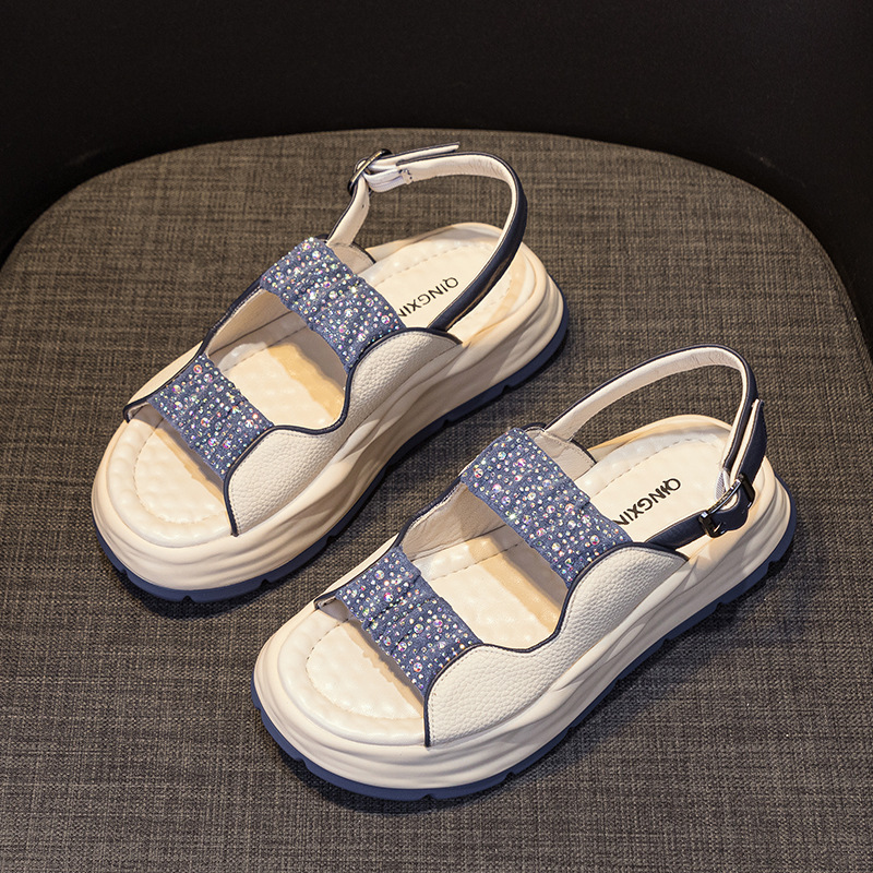 2025 Trendy Thick-Sole Diamond-Embellished Daddy Sandals for Women