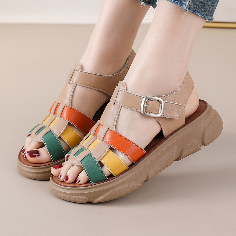2025 Retro Mid-Heel Bohemian Hollow Beach Sandals