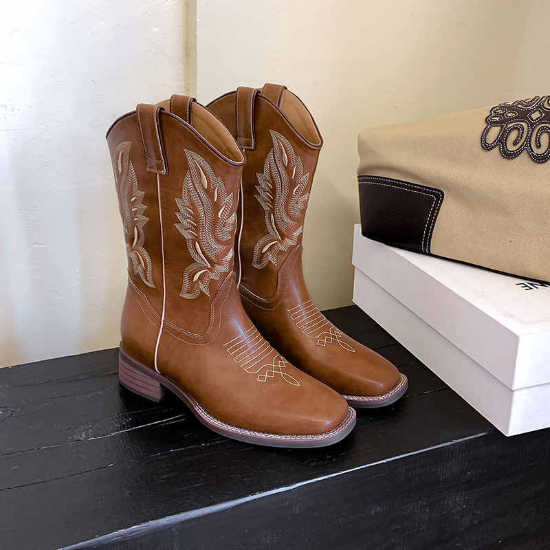 Autumn/Winter Retro Embroidered Western Boots