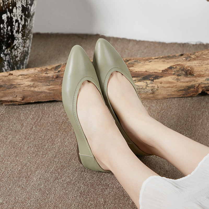 BODENSEE French Leather Chunky Heel Work