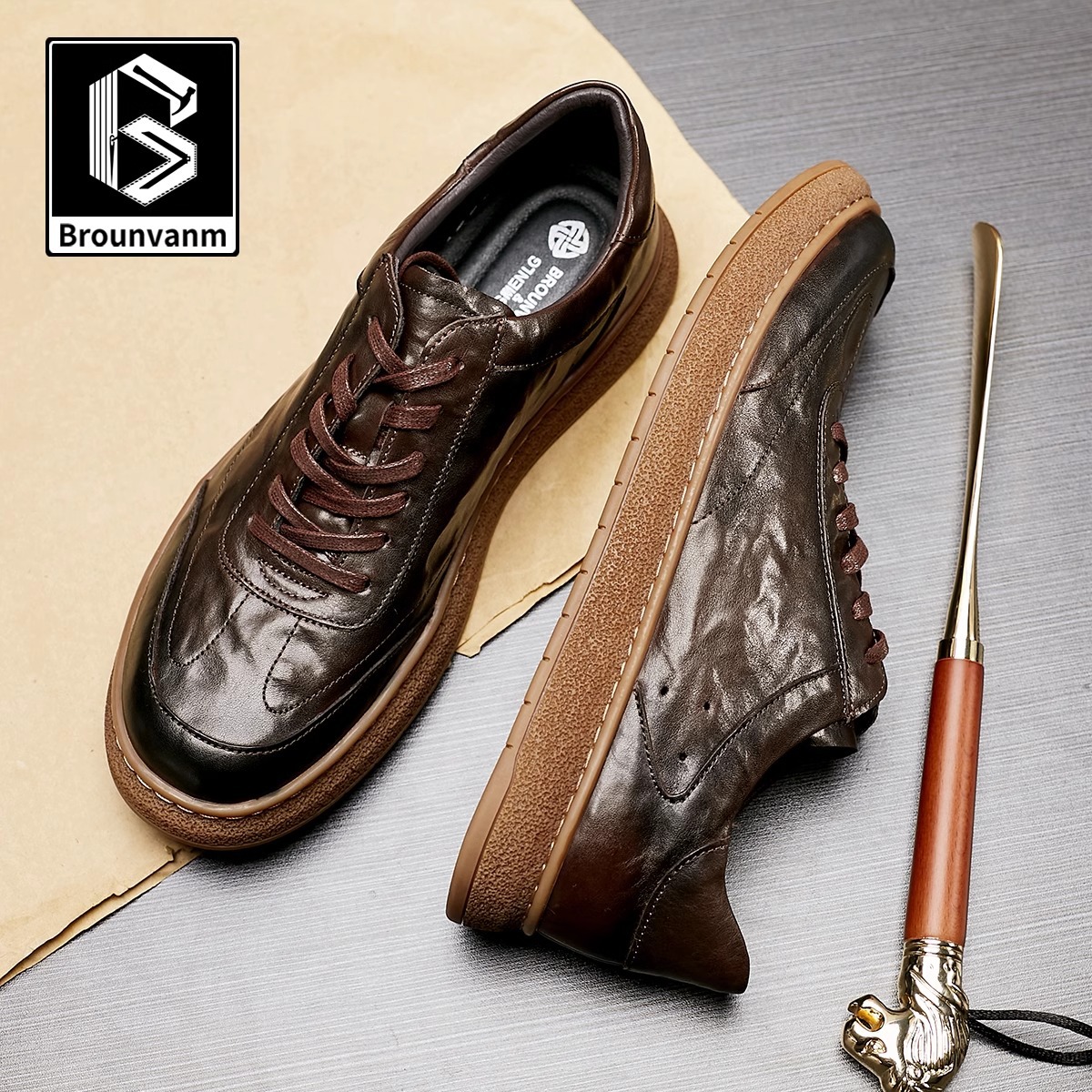 Bo Wei fashion casual business casual British skate shoes, genuine leather men's shoes with soft soles