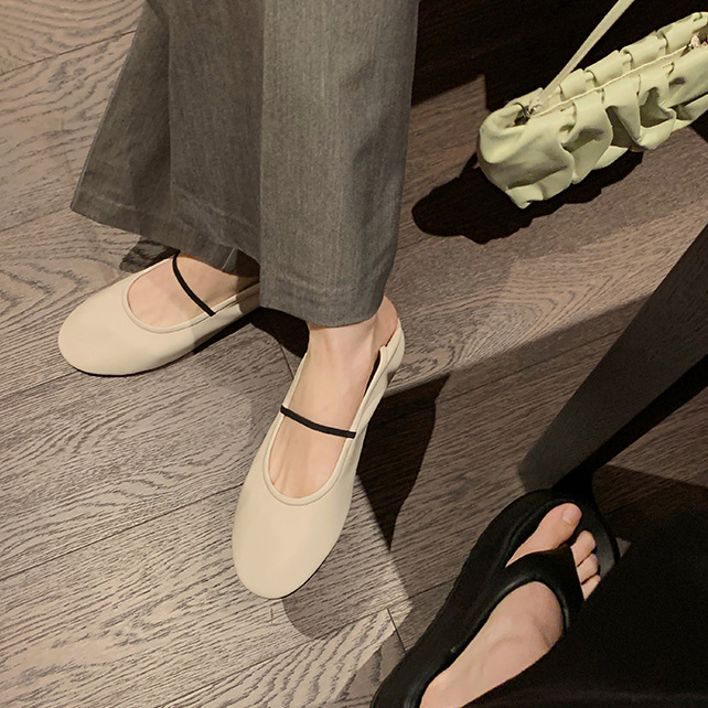 Cowhide One - strap Ballet Mary Janes