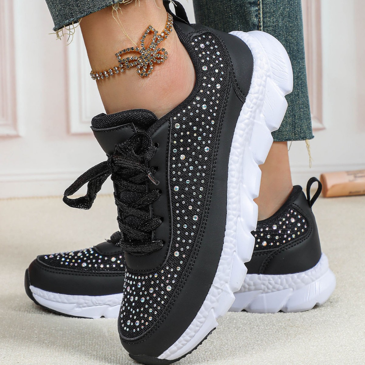 Diamond Embellished Soft Sole Trainers